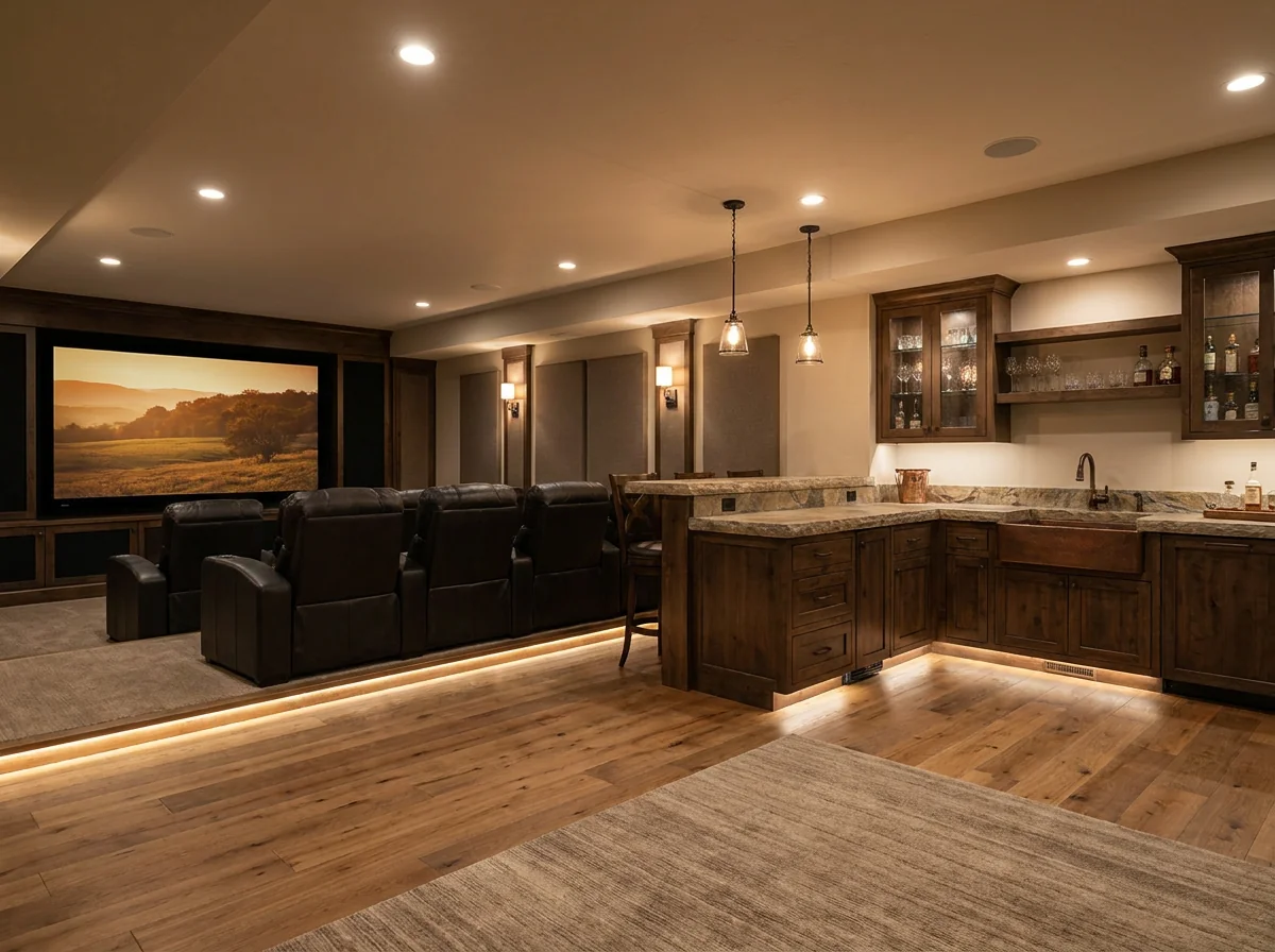 Finished basement guest suite with custom millwork