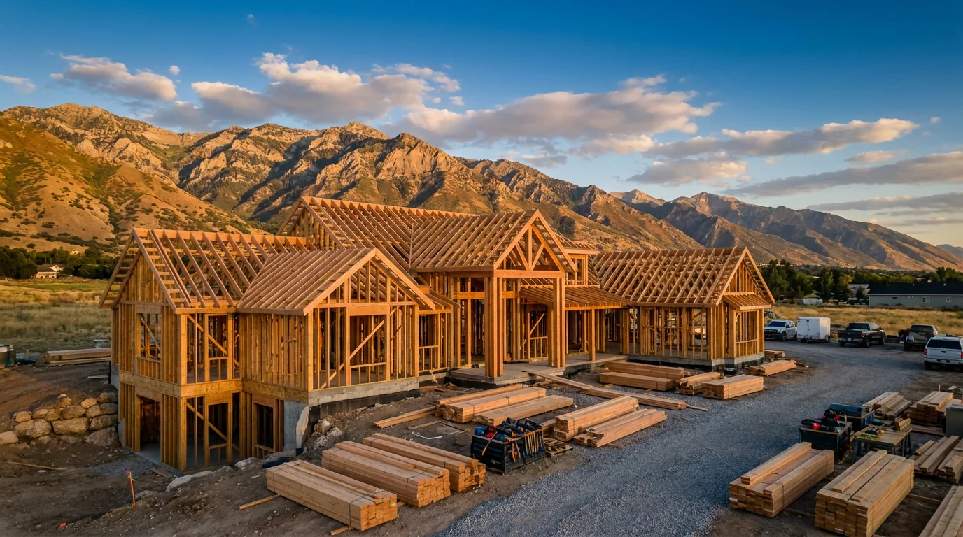 Salt Lake City home addition with mountain-view picture windows and white oak floors.