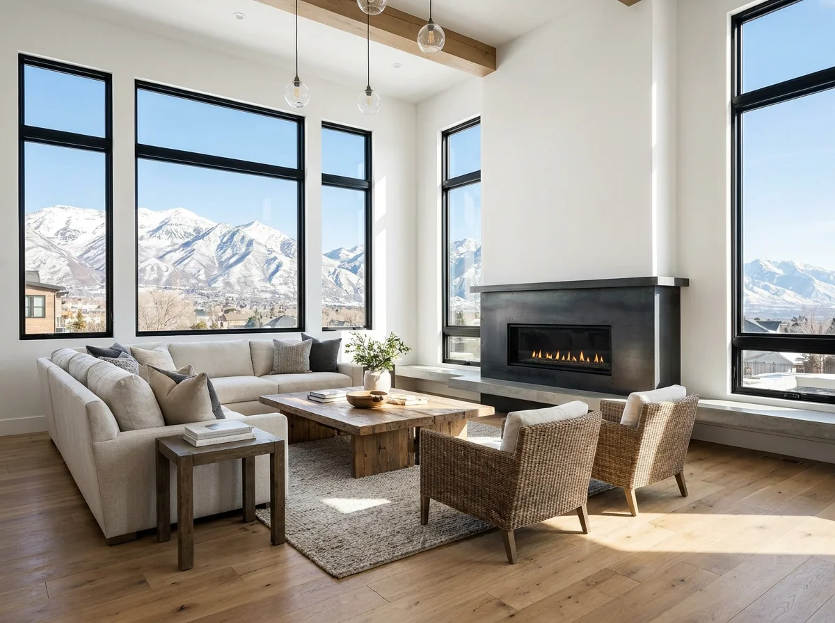 Open-plan whole-home remodel with vaulted ceiling and oak floors